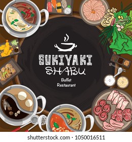 menu shabu sukiyaki restaurant template design graphic objects 
