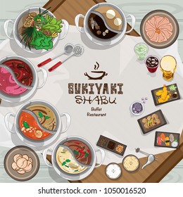 menu shabu sukiyaki restaurant template design graphic objects 