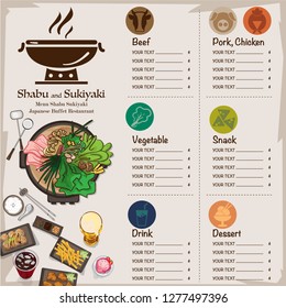 menu shabu sukiyaki restaurant template design graphic objects 