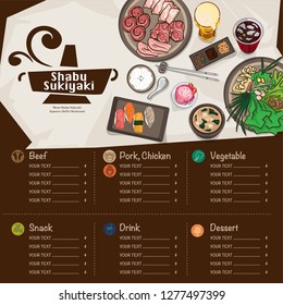 menu shabu sukiyaki restaurant template design graphic objects 