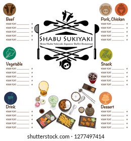 menu shabu sukiyaki restaurant template design graphic objects 