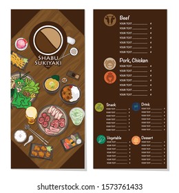 menu shabu sukiyaki restaurant template design graphic objects 