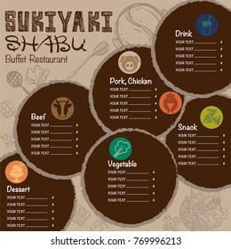 menu shabu sukiyaki restaurant template design graphic objects 