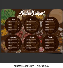 menu shabu sukiyaki restaurant template design graphic objects 
