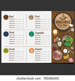 menu shabu sukiyaki restaurant template design graphic objects 