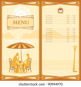 Menu for sidewalk cafe