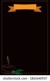 Menu sign for coffee shop black background with yellow border