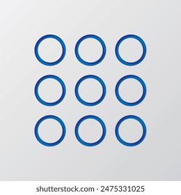 Menu simple icon, vector. Flat design. Paper cut design. Cutted blue symbol with shadow. Gray background.ai