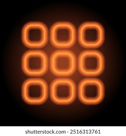 Menu simple icon vector. Flat design. Orange neon on black background.ai