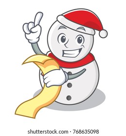 With menu snowman character cartoon style