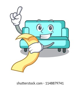 With menu sofa mascot cartoon style
