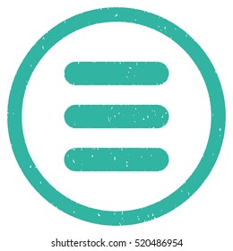 Menu Stack rubber seal stamp watermark. Icon vector symbol with grunge design and corrosion texture. Scratched cyan ink sticker on a white background.
