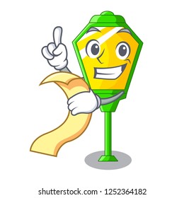 With menu street lamp post in shape cartoon