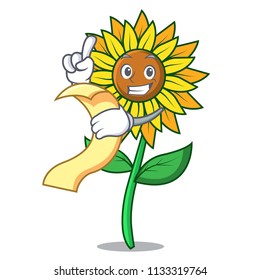 With menu sunflower mascot cartoon style