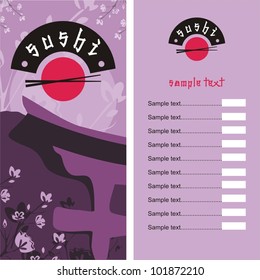 Menu. Sushi with chopsticks. vector background