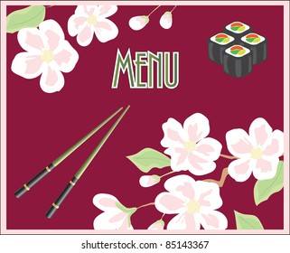 Menu for sushi and rolls