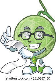 With menu sweet melon fruit character mascot shape.