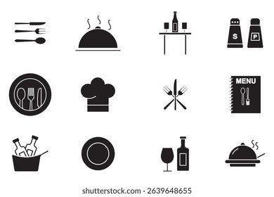 Menu symbol. Restaurant icon. Food, plate, fork, knife, spoon, cutlery icon set. Simple Cutlery Symbol Set . Modern Cutlery and Kitchenware Icons . 