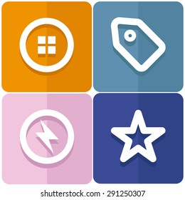 Menu, tag, flash, star vector icon