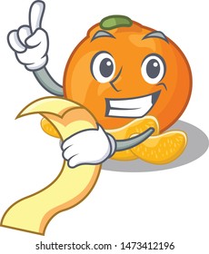 With menu tangerine with in the mascot shape