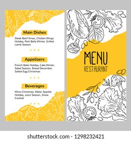 Menu Temlate. Organic Healthy Food Design. Vector Menu Illustration. Menu Banner Of Healthy Food.