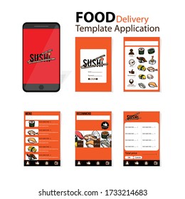 menu template application mobile sushi Japanese food delivery