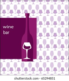 menu template for bar. bottle of wine and glass on pink background