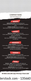 menu template for bar or restaurant fast food. vertical positioning, two sides