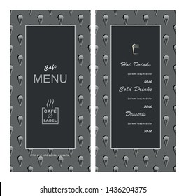 Menu template for cafe, fast food, bistro, coffee house. Vector illustration retro style in gray tones