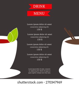 Menu template with coffee and tea concept.
