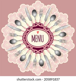 Menu template. Cutlery.