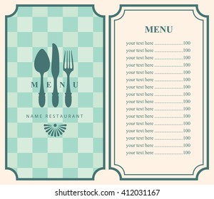 menu template with cutlery fork spoon and knife