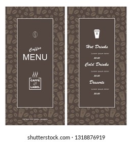menu template design for cafe, coffee house. vector illustration
