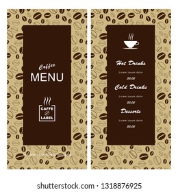 menu template design for cafe, coffee house. vector illustration