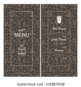 menu template design for cafe, coffee house. vector illustration