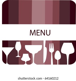 menu template design. glasses forks and  spoons