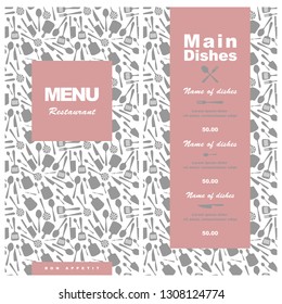 Menu template design for restaurant, cafe, coffee house, flyer, brochure. vector illustration