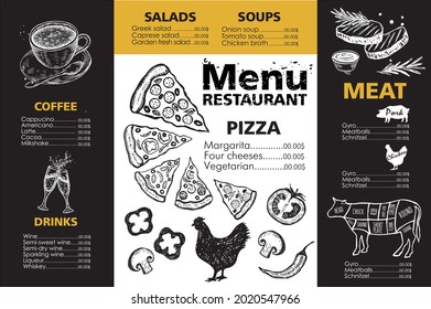 Diseño de plantilla de menú para restaurante, ilustración a mano. Vector.	

