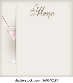 Menu template with glass of pink martini