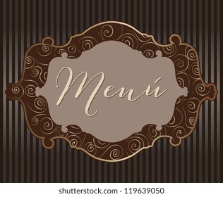 Menu template with golden ornaments on dark background