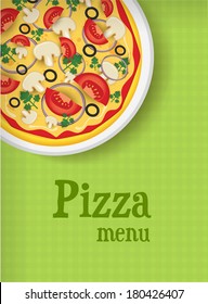 Menu template green background with pizza