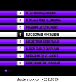 Menu template with horizontal options/banners. EPS10 vector template