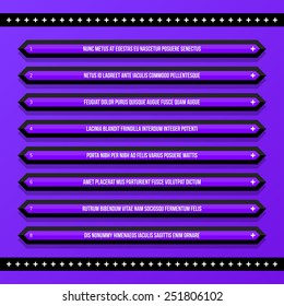 Menu template with horizontal options/banners. EPS10 vector template