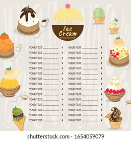 menu template Ice cream dessert restaurant brand design graphic object.