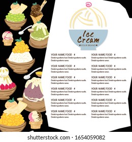 menu template Ice cream dessert restaurant brand design graphic object.