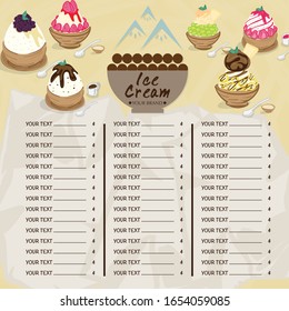 menu template Ice cream dessert restaurant brand design graphic object.