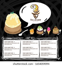 menu template Ice cream dessert restaurant brand design graphic object.