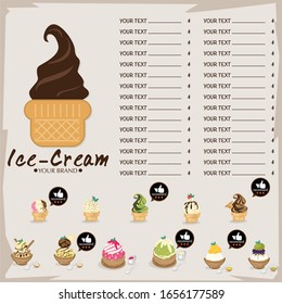 plantilla de menú El restaurante de crema de helado diseño objeto gráfico.