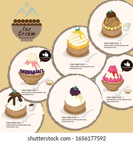 menu template Ice cream dessert restaurant brand design graphic object.