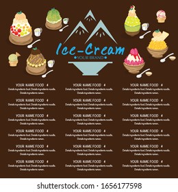 plantilla de menú El restaurante de crema de helado diseño objeto gráfico.